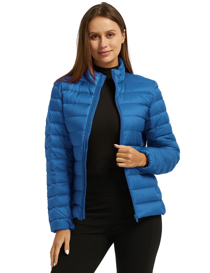 wantdo Women's Bubble Coat Packable Ultra Light Weight Winter Jacket (Acid Blue, Large) - Image 3